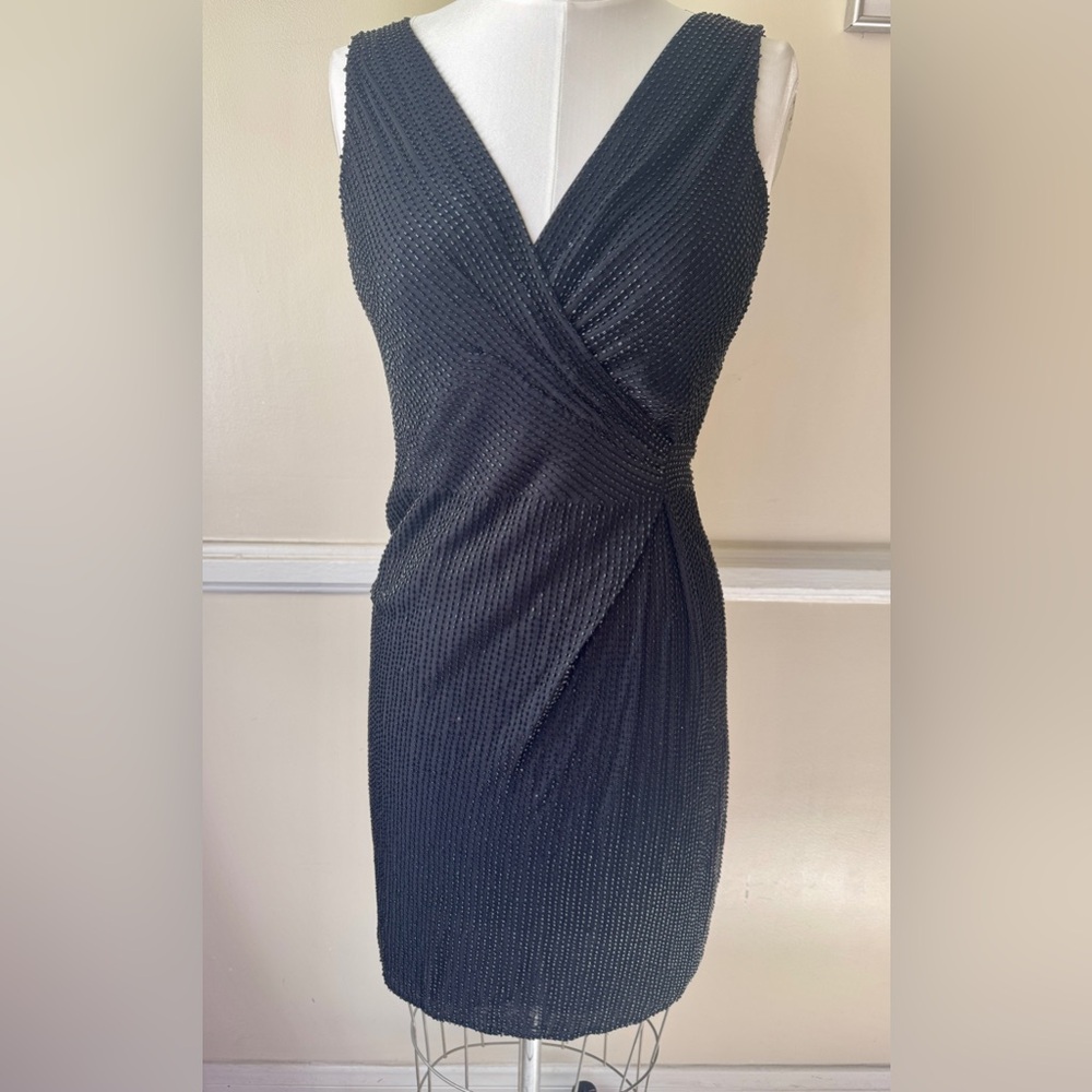 Diane Von Furstenberg Lyndsey Beaded silk black wrap Sleeveless Dress 4